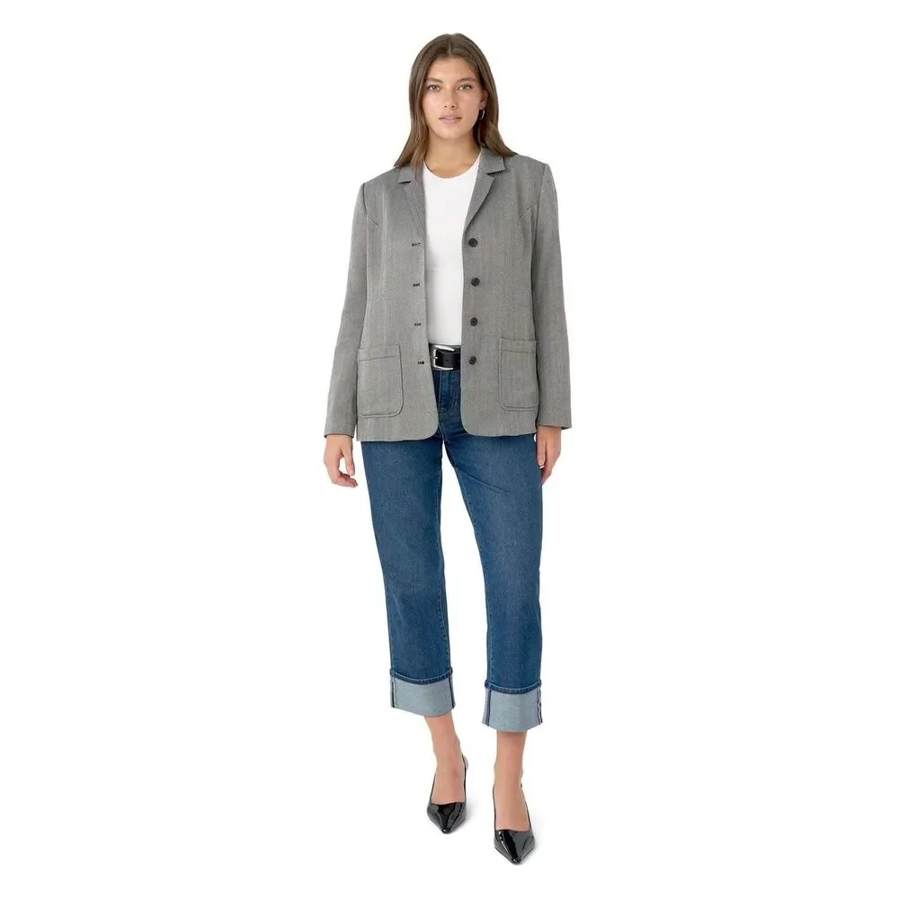 Edited by Hunter McGrady Women's Classic Blazer Herringbone Size 2X - Picture 4 of 9